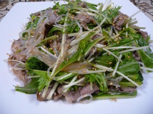 牛肉のナンプラーサラダの完成品